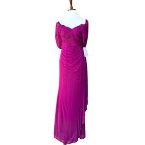 Women's Alex Evenings Shirred Mesh Gown Dress Size 6 Purple NWOT
